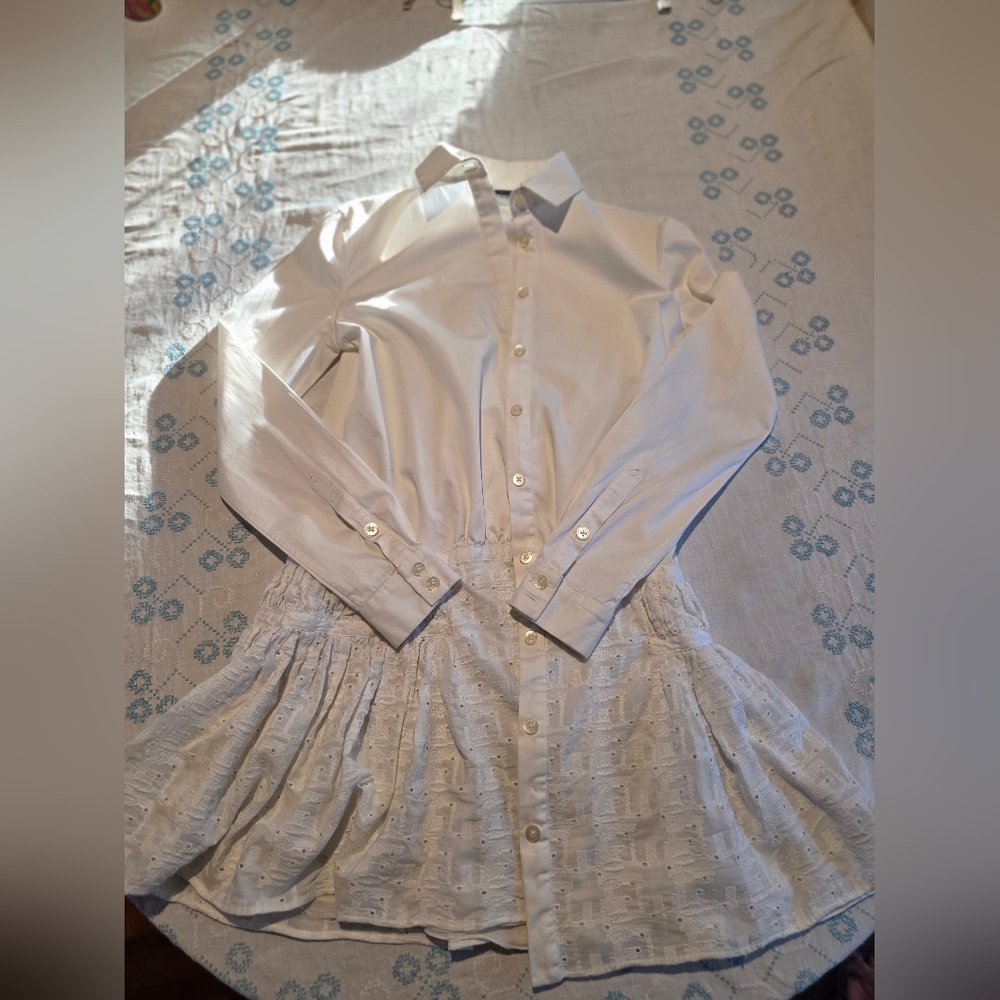 **Hold**Thakoon Button Down Shirt Dress Eyelet Flare Size 4 - Picture 8 of 10
